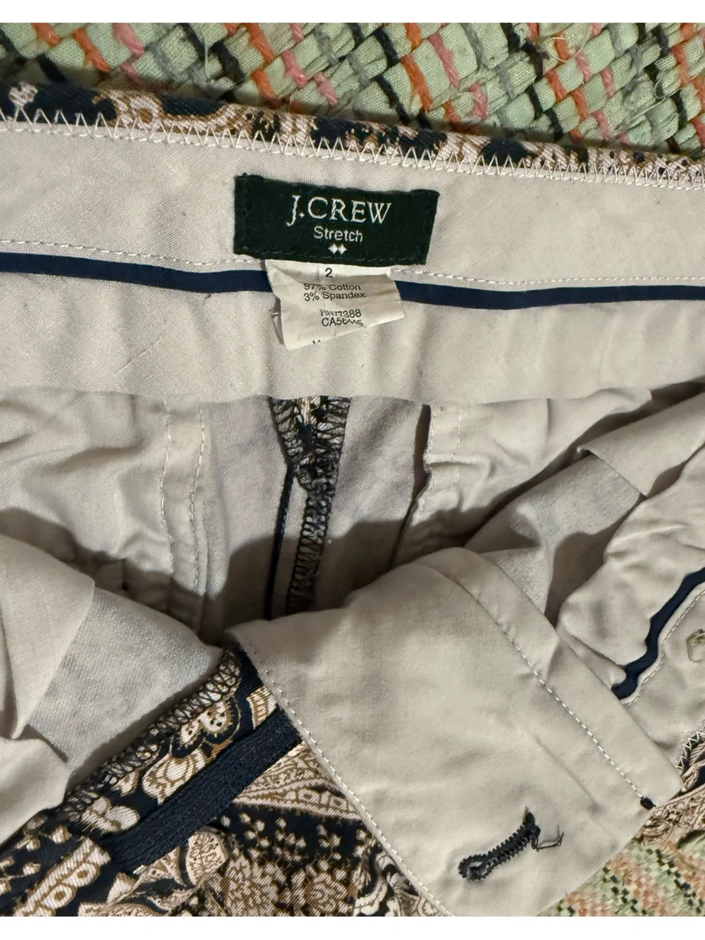 J. Crew Black and Cream Paisley Print Women's Shorts
